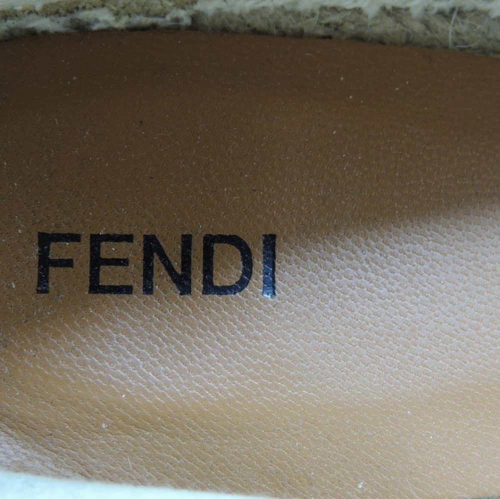FENDI‎ Cream/Brown Espadrille Flats Size 5 - Picture 4 of 8